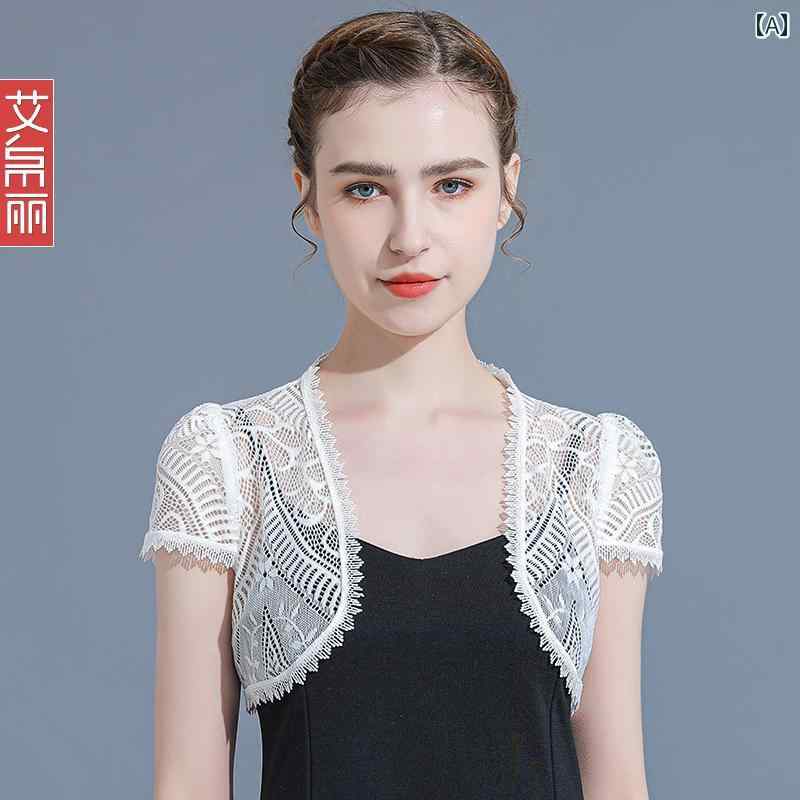 おしゃれ ショール ティペット 短い 小さい ショール レディース 夏の 日焼け防止 服 カーディガン 薄手 サスペンダー スカート アウター カバー レース ウエスト コート 4,514円