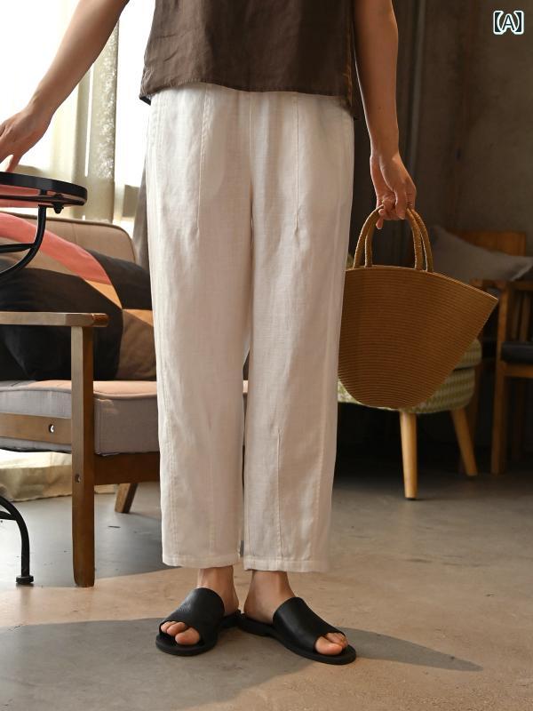 レディース テーパード パンツ レディース リヨセル リネン パンツ 通勤 カジュアル テーパード 9 ポイント 山東 オンライン ストア 春夏 婦人服