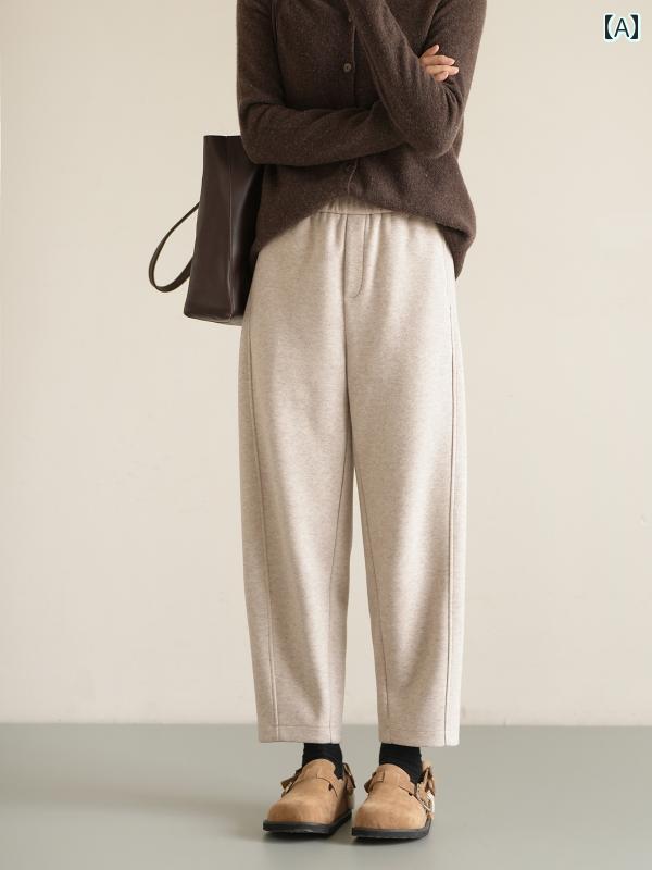 ゆったり テーパード パンツ レディース レディースの 厚手 ゆったり コクーン パンツ ストレッチの 効いた グラニー 秋冬用 暖かい テーパードパンツ