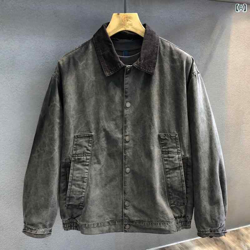 メンズ 心地よい プルオーバー 上衣 高 濃度の 朦々たる パール セイル 綿 ウォッシュ 工業 レトロ バーン 表現スタイル 細工物上衣 メンズ 秋 上衣