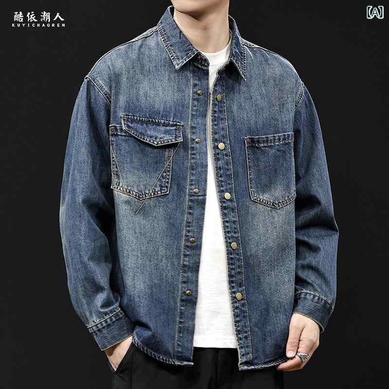 かっこいい シャツ ジャケット メンズ 高級 デニムシャツ メンズジャケット 2025 春 メンズ 服 大きいサイズメンズ カジュアル ジャケット 春秋 スタイル