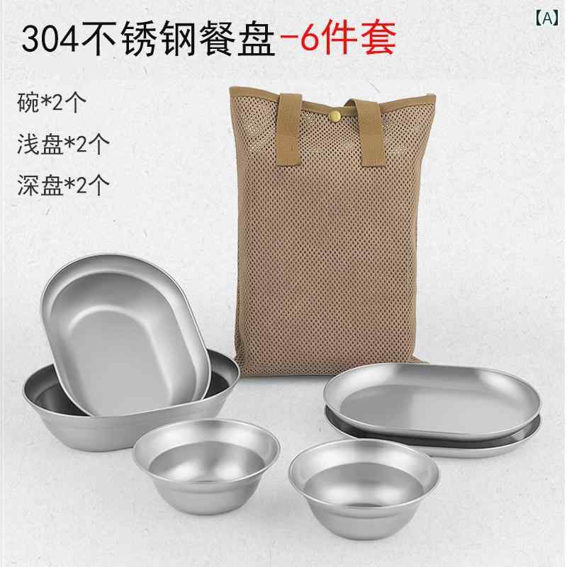 難民キャンプ 食器仕掛ける アウトドア アウトドア用 食器 304 ステンレス鋼 スチール写真 難民キャンプ用 膳立て 物の具 仕掛ける 携帯型 どんぶり鉢と 一皿 ピクニック 御盆 御厨子所 備品