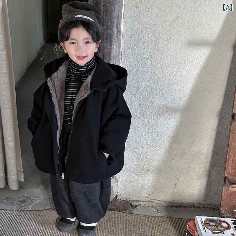 ちびっ子用 お山パーカー Muchenの 冬服 2024 お坊っちゃん用 家兎の 獣の皮の キルティング厚地の外套 ちびっ子用 朦々たる 生あたたかい ボンネット付き添い人 綿織物上衣