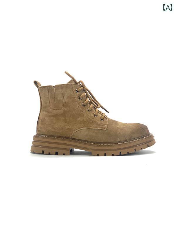 メンズ ブーツ 靴 アメリカン レトロ ワークブーツ Ami Khaki ミッドカット メンズ マウンテン アウトドア デザート ブーツ|LAONsChoice