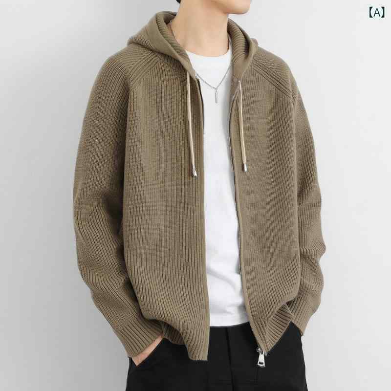 歳月 パーカー メンズ 成人男性用 ボンネット付き添い人 ジレー上衣 御膳上等 歳月  編み物 プルオーバー 上衣 ゆったりで な 厚地の外套