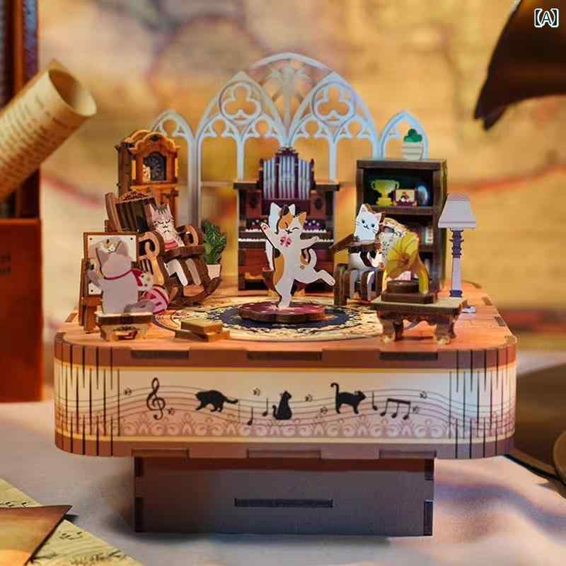 楽天市場】見上げ猫 回転オルゴール 赤(インテリア オルゴール 人形