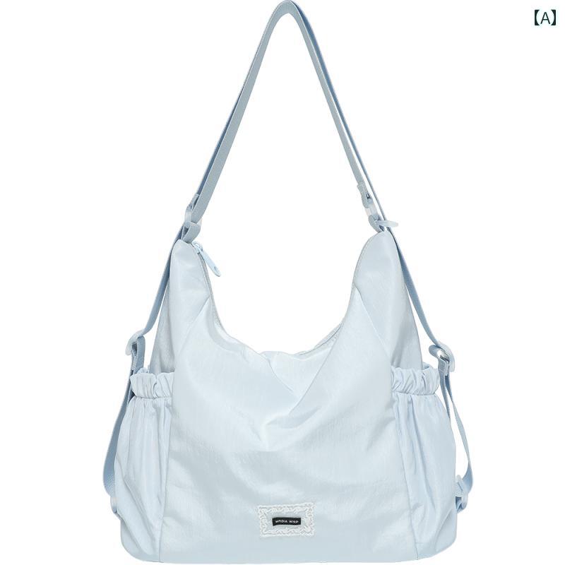 レディース バッグ 2way 3way シングルと ダブル ショルダーの 二 重 目的 キャンバス バッグ 女性 2025 しわ ガール 三 バッグ大容量 トートバッグ メッセンジャーバッグ