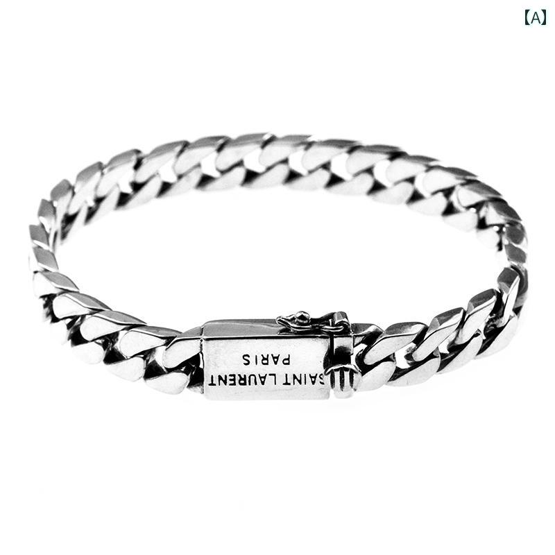 ラグジュアリー ブレスレット S925 スター リング シルバー シンプル パンク ライト シルバーブレスレット 韓国 ファッション カップル ブレスレット タイ 彫刻 する ことが でき ボーイフレンド ギフト