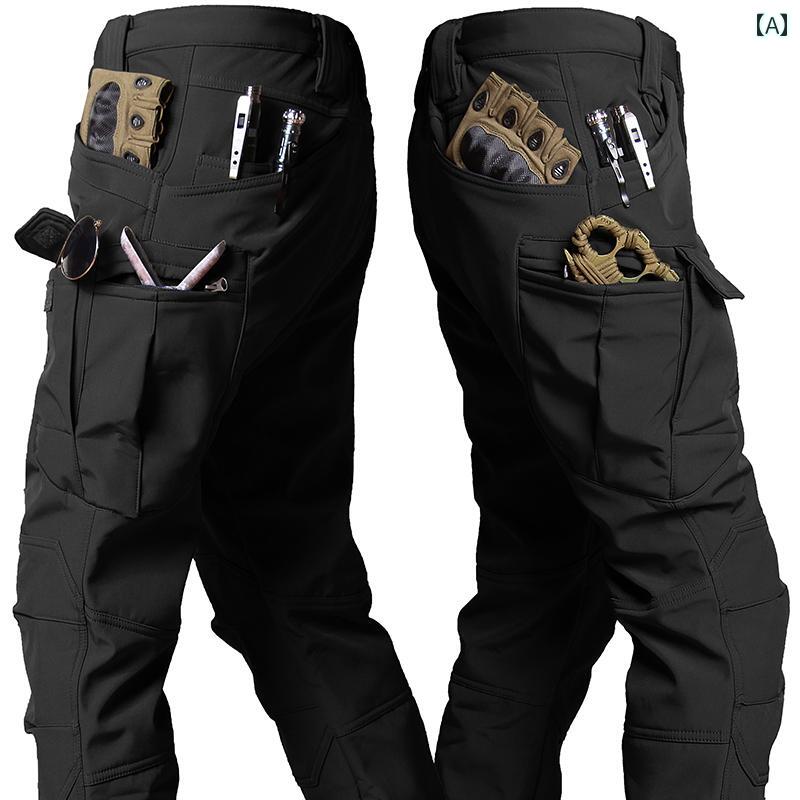 登山 ズボン メンズ 冬 屋外 登山 厚手 パンツ 防風 防水 ソフトシェル アサルト メンズ コットンパンツ フリース 裏起毛 タクティカル