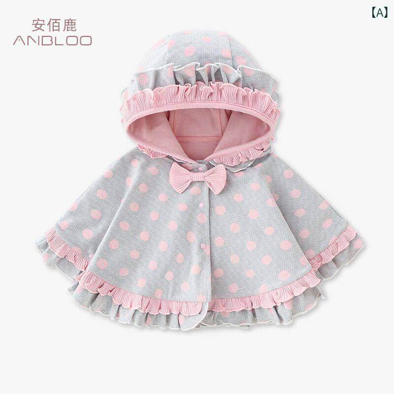 ケープ ベビー マント 秋冬 ネット 厚手 ベビー フード付き マント 春秋 プリンセス ショール 防風 女の子 コート