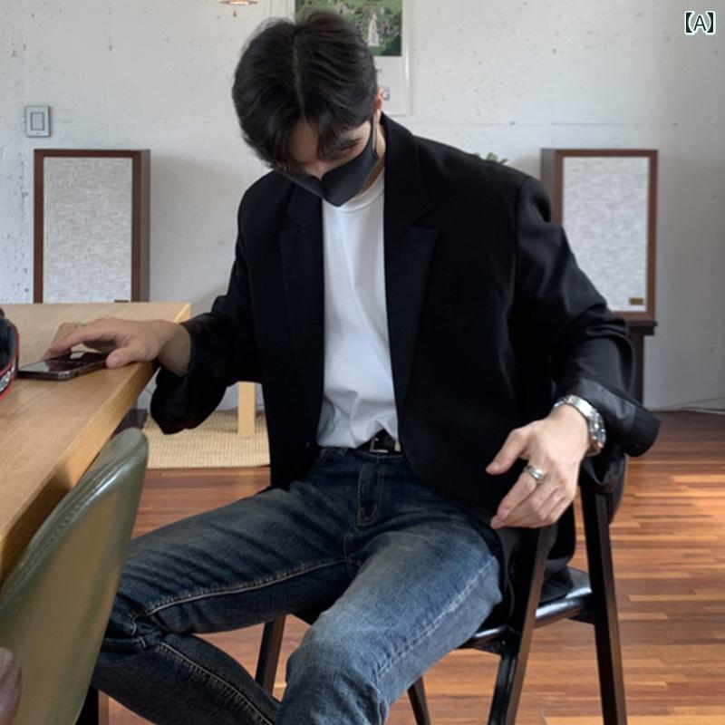 スーツ ジャケット メンズ 春秋 韓国 カジュアル 小さい スーツ ジャケット メンズ ゆったり シングルブレスト で ハイエンド｜LAONsChoice