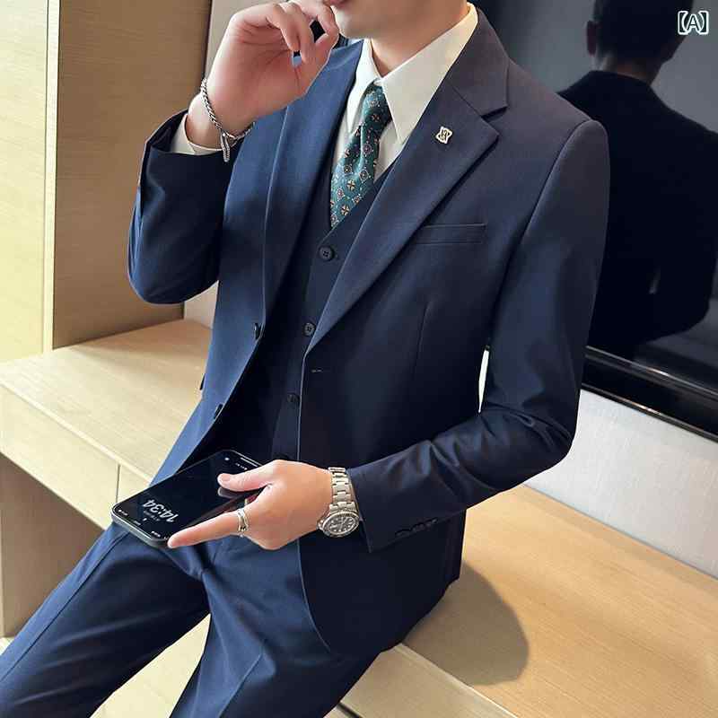 スーツ ジャケット ビジネス 軽くて 洗練 シンプル メンズスーツ スーツ メンズ ビジネス フォーマル カジュアル 小さい 韓国 男性用 スリム 通勤 ドレス