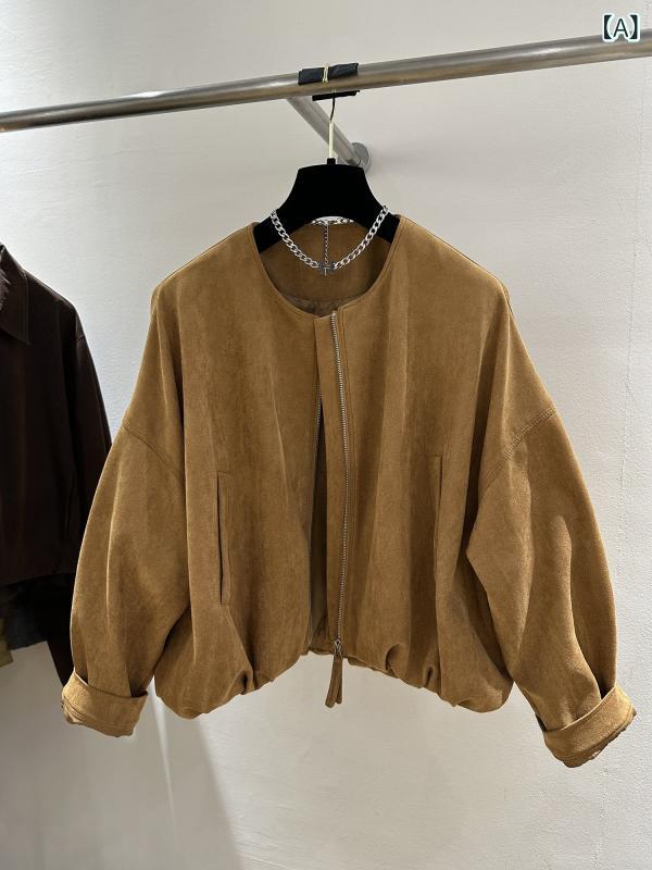 キルティング 上衣 レディース 御前上等 商いもの 春 ゆったり か細い レトロ スエードクロス ラウンドのど首 ファスナー 上衣 厚地の外套 今めかしいな トップス レディース