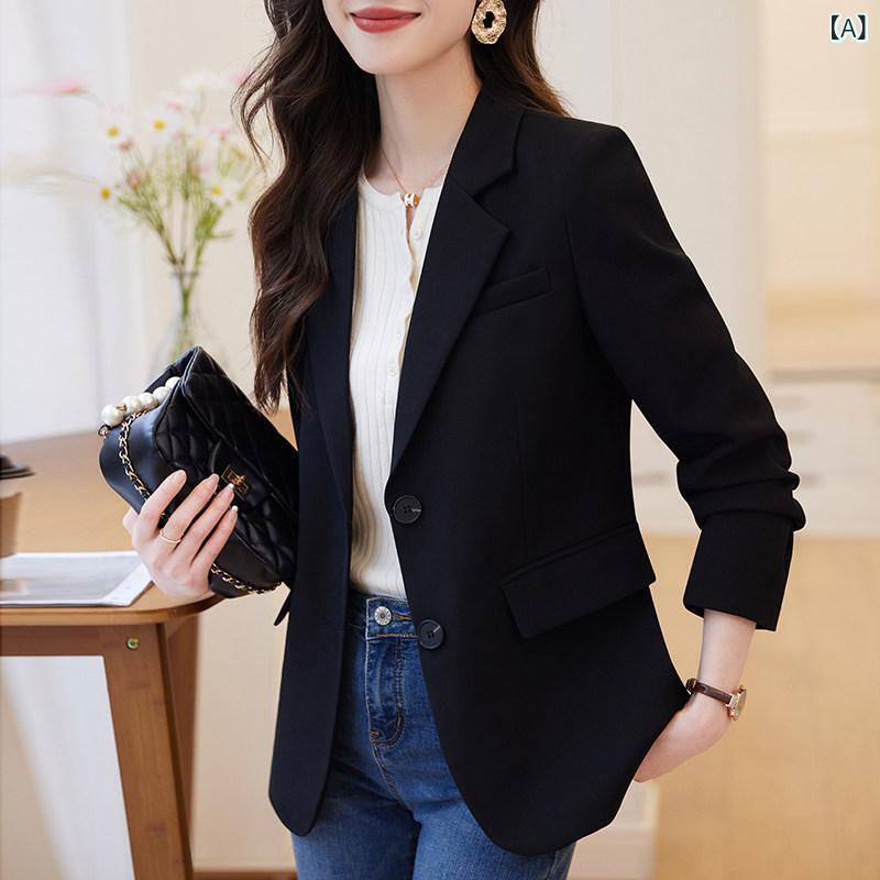 背広 上衣 表現スタイル レディース 心地好い 黒の 背広 上衣 成人女性用 烏兎 2025年 新型 韓国 飛び切り 表どおり小