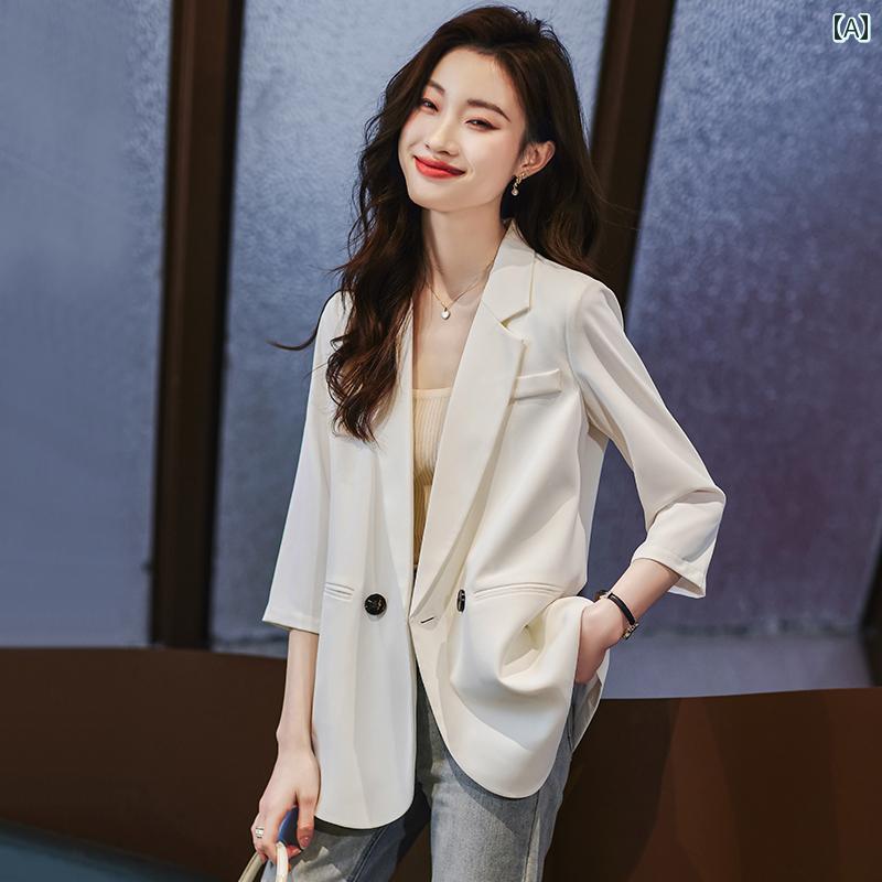 背広 上衣 表現スタイル レディース 成人女性用 白いこと 背広 上衣 夏 薄っぺら 2025 新型 ハイエンド 小 心地好い 労働者階級