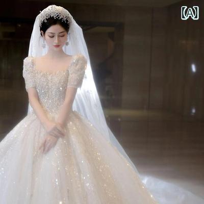 ウェディング ドレス フランスの 軽い ウェディングドレス 2025 花嫁 メイン ヤーン 高級 テクスチャ 妊婦 プチ テールヘビー ガウン アウト 女性|LAONsChoice