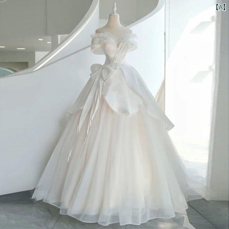 ウェディング ドレス フレンチ サテン ワンショルダー ウェディングドレス プリンセス スタイル 2024 花嫁 テクスチャ 012 11,022円