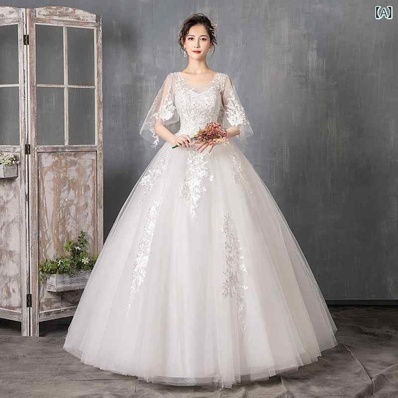 ウェディング ドレス レディース フランスの 軽い ウェディングドレス 2025 花嫁 メイン ヤーンの 質感 妊婦 ハイウエスト カバー 妊娠中の 腹 大きいサイズ 小さい