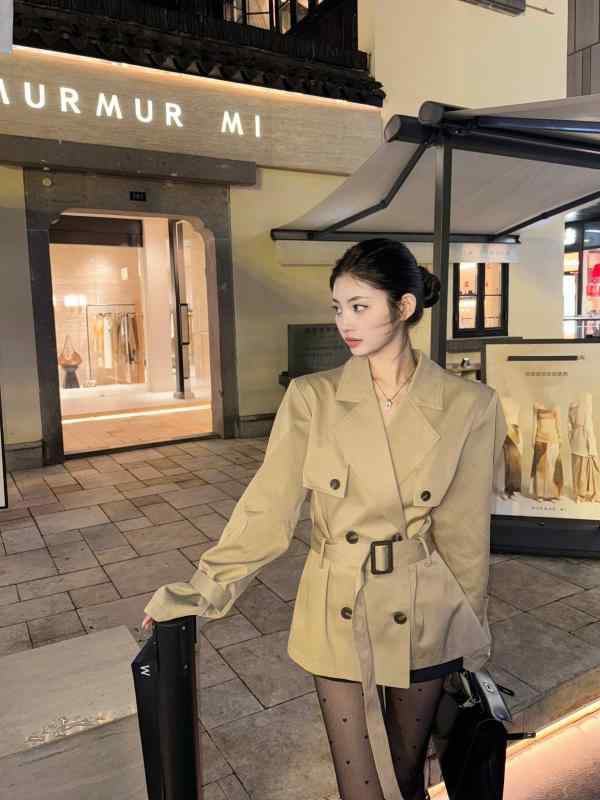 レディース スプリング コート Tootoo ハイエンド ウインドブレーカー ジャケット レディース 春秋 ダブルブレスト ミドル丈 ウエスト アウタートップ