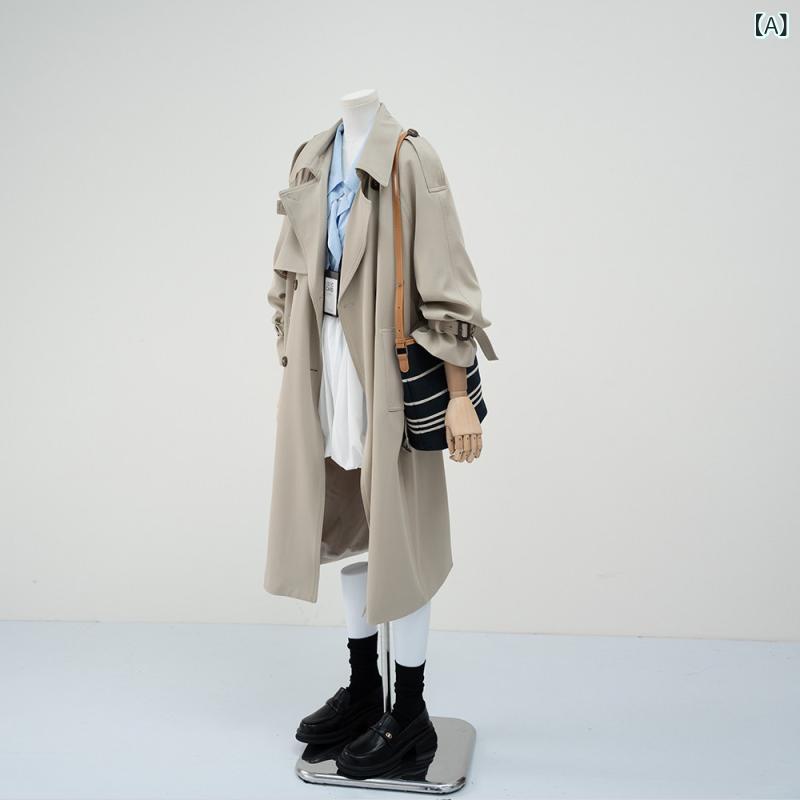 春秋 レディース トレンチコート 韓国 高級 ウィンドブレーカージャケット 女性用 2025 春 で スタイリッシュな ミドル 丈 カジュアル コート