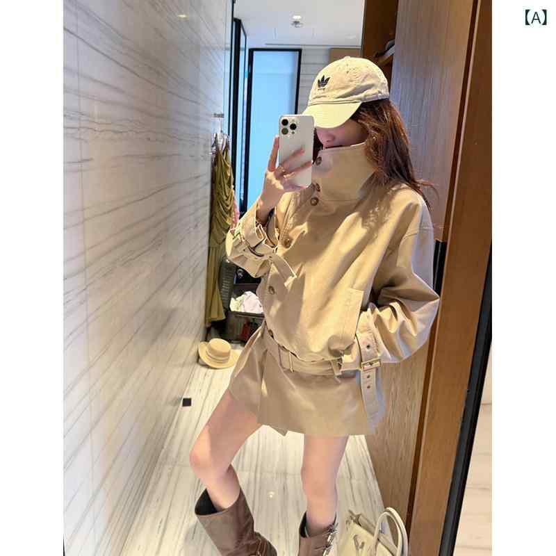 歳月 レディース トレンチコート カーキ色の 照明ランプ色つや トレンチコート レディース 2025 歳月 韓国 ゆったり ハイエンド真っただ中 丈 酉の方角 厚地の外套