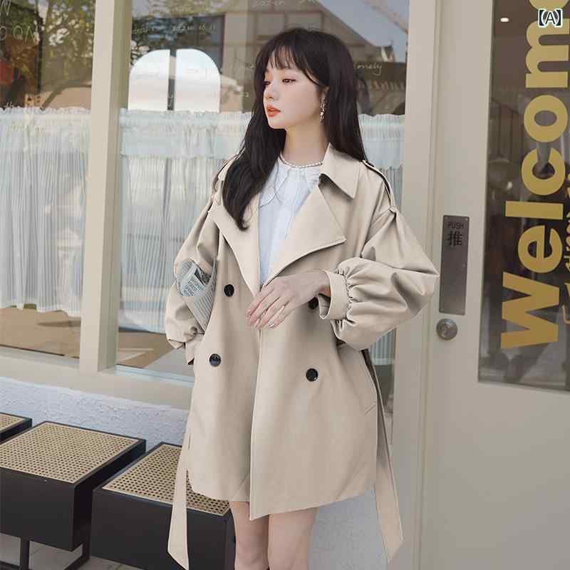 春秋 レディース トレンチコート 韓国 オフ ホワイト ショート ウィンドブレーカージャケット レディース 春秋 2025 新型 ハイエンド カジュアル コート