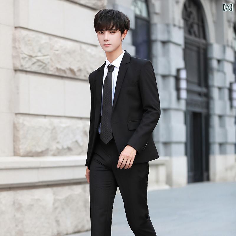 ビジネス スーツ リクルート メンズ 18歳の 大人 男の子 ドレス 70210 キャティ メンズスーツ カジュアル ティーンエイジャーの 学生 韓国 プロ