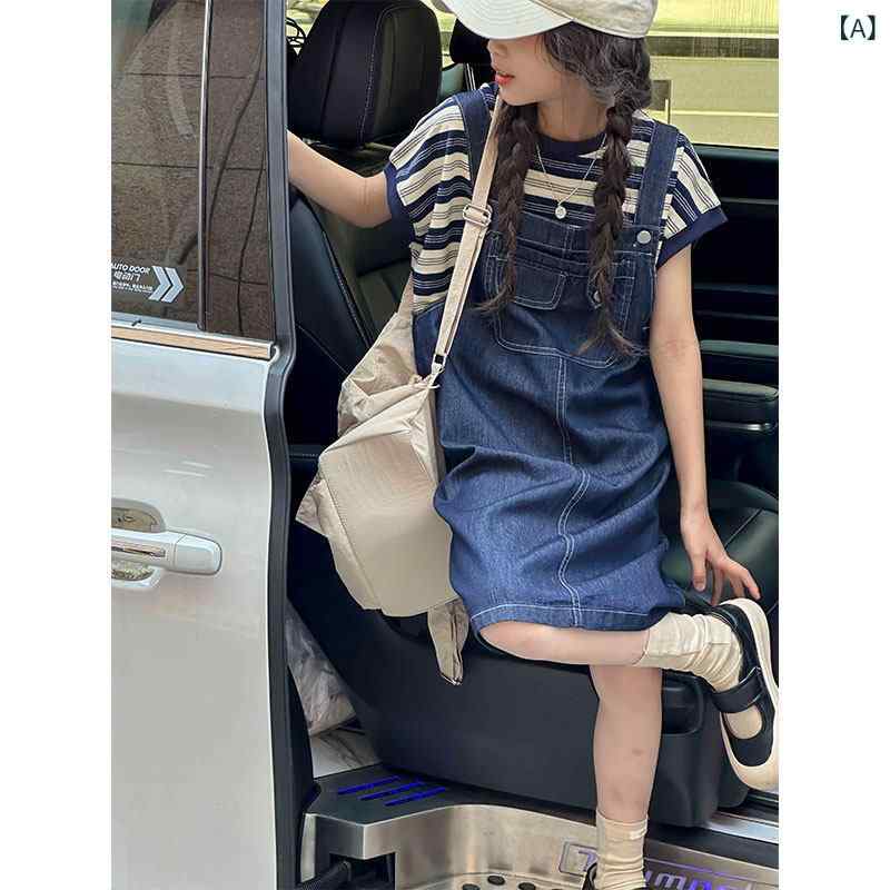 子供服 スカート カジュアル 子供服 女の子 夏 デニムオーバーオール スカート スーツ 2025 子供用 半袖 女の子な 服