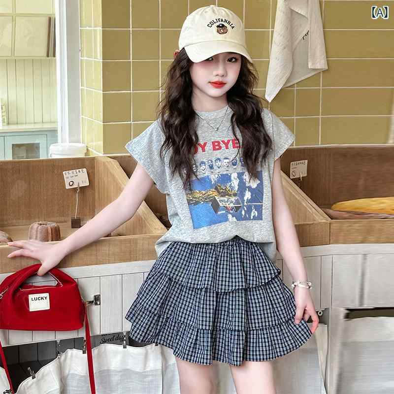 子供服 スカート カジュアル 女の子 ファッション スーツ スタイリッシュな スカート 2025年の 夏の ホットな 服 子供の 素敵な