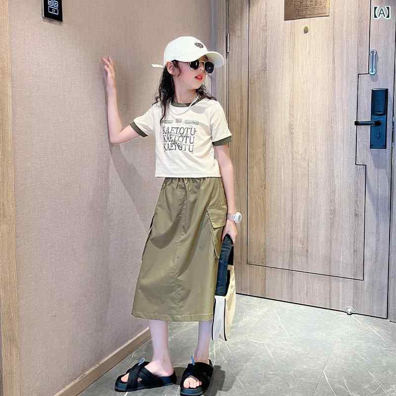 子供服 スカート カジュアル フランスの 女の子 2024夏の スーツ スカート 子供用 カジュアル サマー スタイル ガールズ ビッグ キッズ ワーク ドレス ツーピース