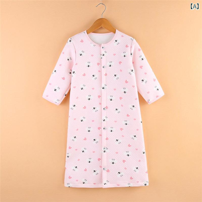 子供 ガウン パジャマ ベビー 寝袋 抗 キック キルト 綿 秋冬中 厚手 子供 ホーム 服 パジャマ 男の子と 女の子 長袖 ネグリジェ