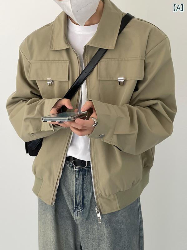 メンズ フライトジャケット アウター SF / 秋と 春の 新 韓国 スタイルな レトロ 飛行機 ジャケット メンズ ショルダーパッド