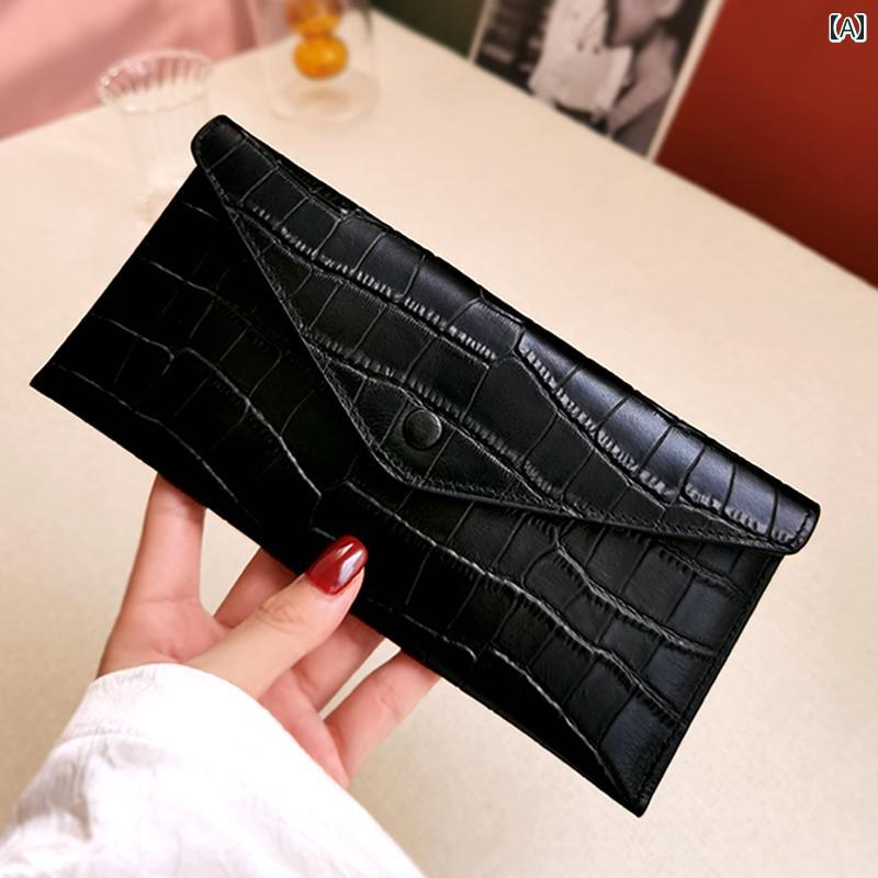 メンズ ウォレット 財布 革 財布 レディース ロング 韓国 シンプル ファッション クラッチバッグ クロコダイル柄 ソフトレザー 多機能 封筒 ホルダー