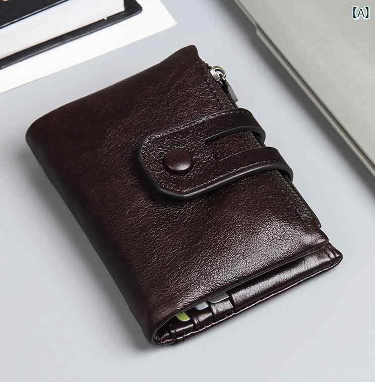 メンズ ウォレット 財布 ソフト 牛革 ショート ウォレット 男性用 レザー バックル 財布 運転 免許証用 15 カードスロット 付き