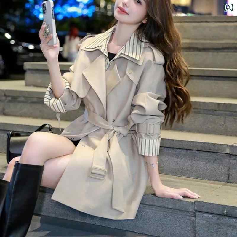 レディース トレンチコート 好いたらしいめ ゆったり 心地好い ウィンドブレーカージャケット 成人女性用 2025 春型 S 大きさ ハイエンド か細い ウィンドブレーカー