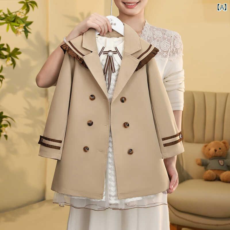 女の子 トレンチコート キッズ 女の子 ウィンドブレーカージャケット 2025 秋服 中 大人 子供用 で スタイリッシュな 秋 ミドル 丈 子供服 トップス