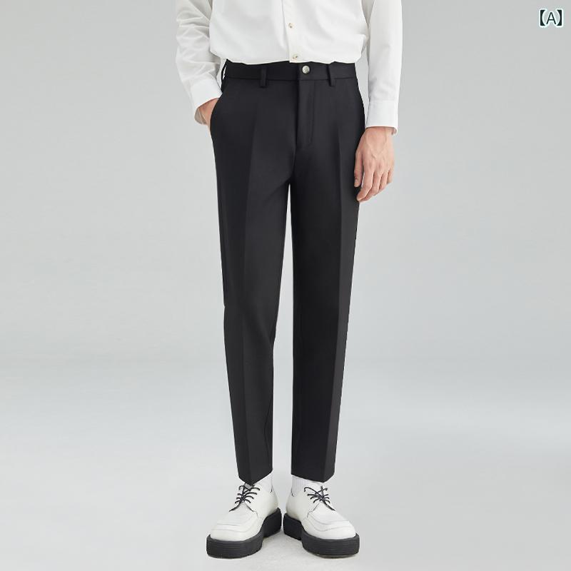 メンズ テーパード パンツ ズボン メンズカジュアル パンツ スリム スーツ 春夏 九分丈 ファッションノー アイロン ドレープ 万能 テーパード スキニー