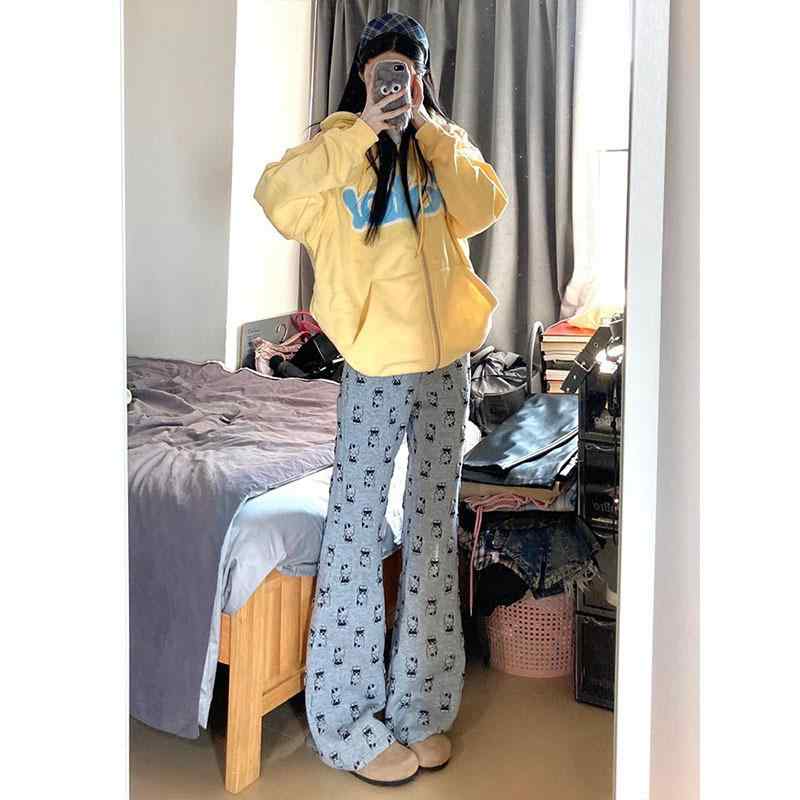 女性用 秋冬 レトロ カレッジ風 アルファベット刺繍 フーディー カーディガン ゆったり 厚手 フリース フード付き アウター トップス トレーナー プレッピー スタイル 暖か 普段使いx2