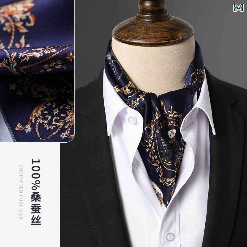 ダンディ スカーフ メンズ 高級 ギフト ボックス メンズ シルクスカーフ 小さい 正方形の 黒 カシュー 花 スーツ シャツ 襟 スカーフ ビジネスお父さん
