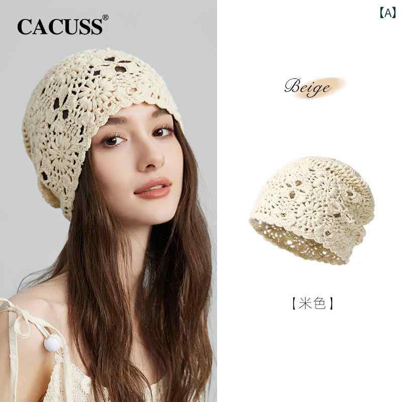 レディース ニット 帽 帽子 CACUSS 手編み ニット 帽子 パイル ハット 女性 2025 春夏 ウール 編み込み 防寒