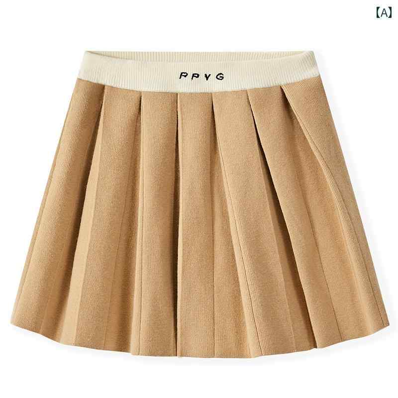 女の子用 スカート かわいい PPVG 秋冬 ガールズ ウール スカート グレー カレッジ スタイル ショート カジュアル 万能 子供用 プリーツスカート
