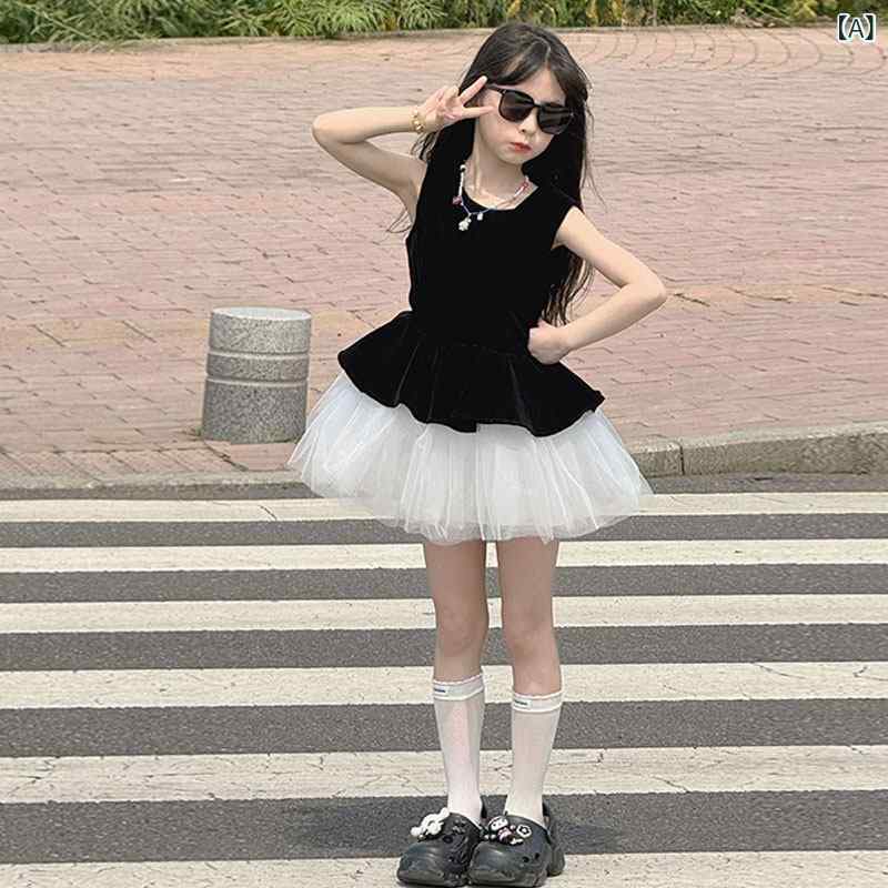 女の子用 スカート かわいい 女の子 ユニークな 美しい ドレス 2025 子供用 スカート 夏の 薄手 プリンセス リッチな 娘の