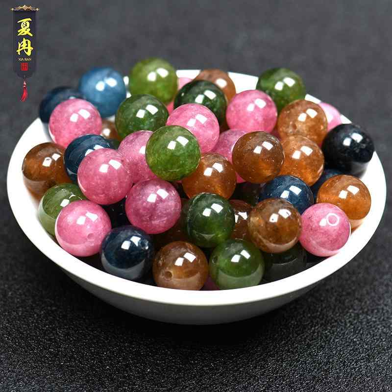 トルマリン 首飾り 至適化 砂糖菓子色つや 虹霓 トルマリン カルセドニー ルース ビーズ ちびっ子用 結晶 腕輪 首飾り dly 付属物 原料品