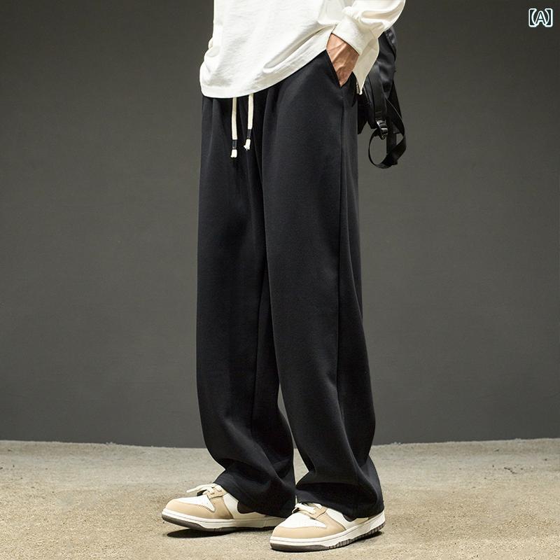 ゆったり メンズ ズボン 夏用の 男性用 ストレート パンツ 男の子 薄手の アメリカ ファッション の ゆったり スウェットパンツ 春秋用の ワイド レッグ スポーツ パンツと カジュアル