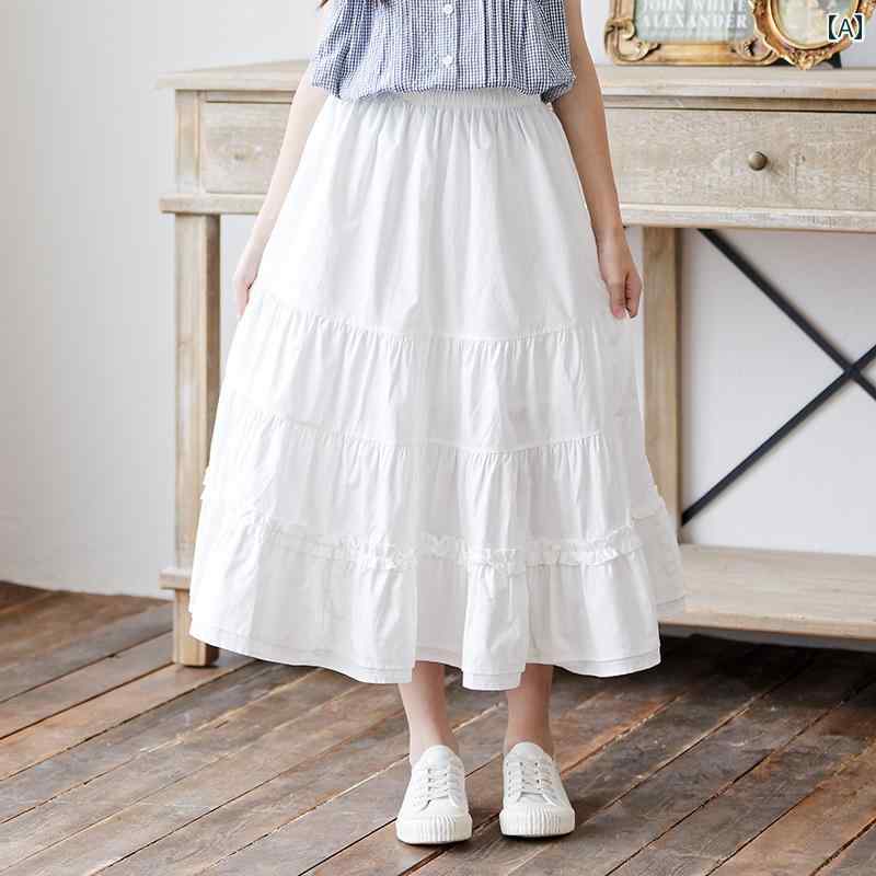 女の子 ロングスカート かわいい 女の子 白い スカート 夏用の 膝丈 中大 サイズ 子供用 フォレスト ティアードスカート ロング 5,790円