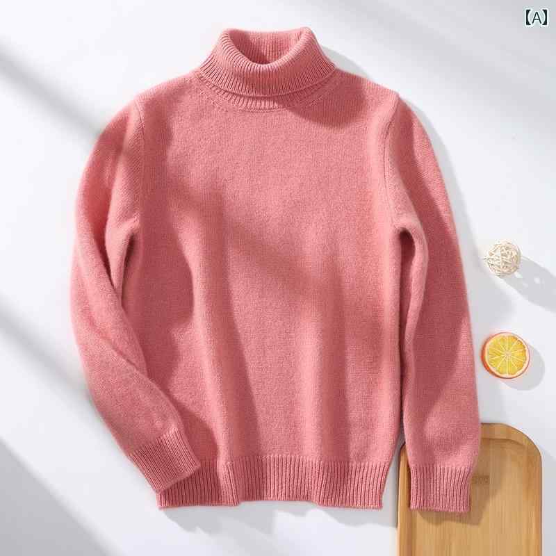 子供服 タートルネック ニット 7本 針の 厚手 子供用 100 % カシミヤセーター ハイネックの 男の子用 ビッグ チャイルド ウール セーター 女の子用|LAONsChoice