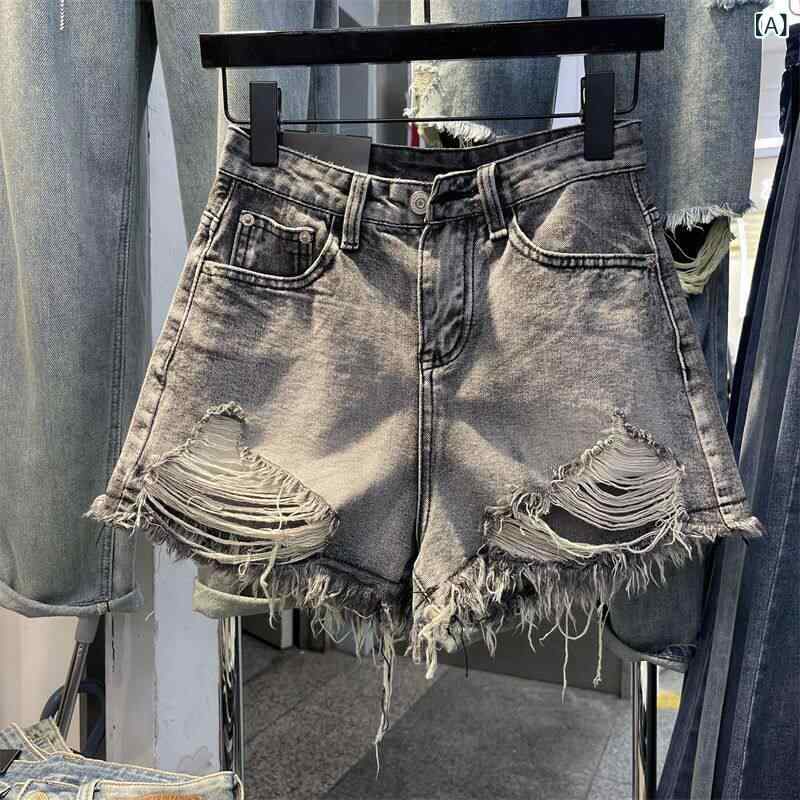 aライン ヒップ ショートパンツ 特大 アメリカン レトロ 破れ 加工 デニムショートパンツ レディース 夏 2025新 mm ワイド レッグ ホット パンツ