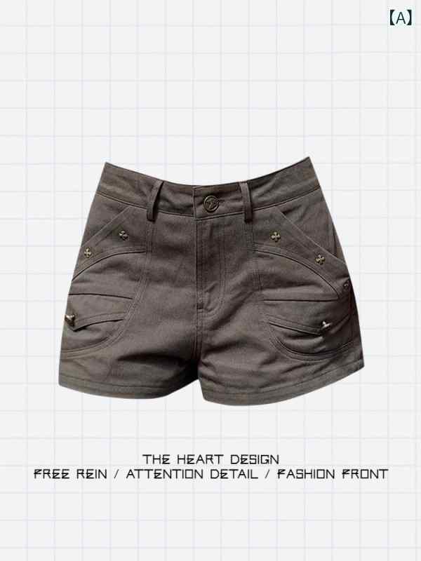 aライン ヒップ ショートパンツ アメリカン レトロ ホット ガール ハイウエスト デニムショートパンツ レディース サマー ニュー ストリート スリム ワイド レッグ パンツ