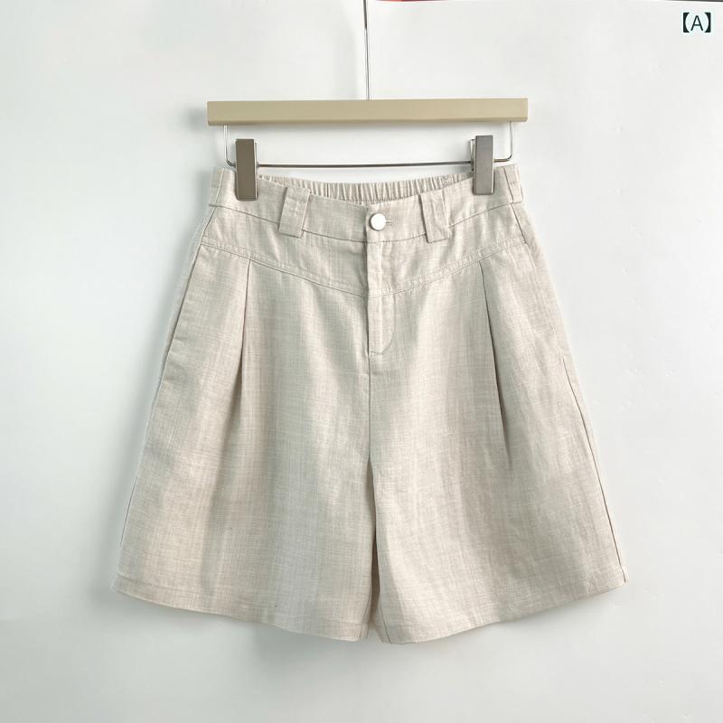 aライン ヒップ ショートパンツ 大きいサイズ レディース リネン カジュアル ショート パンツ 2025 夏 薄手 通気性 ハイウエスト スリム 5点 ストレート