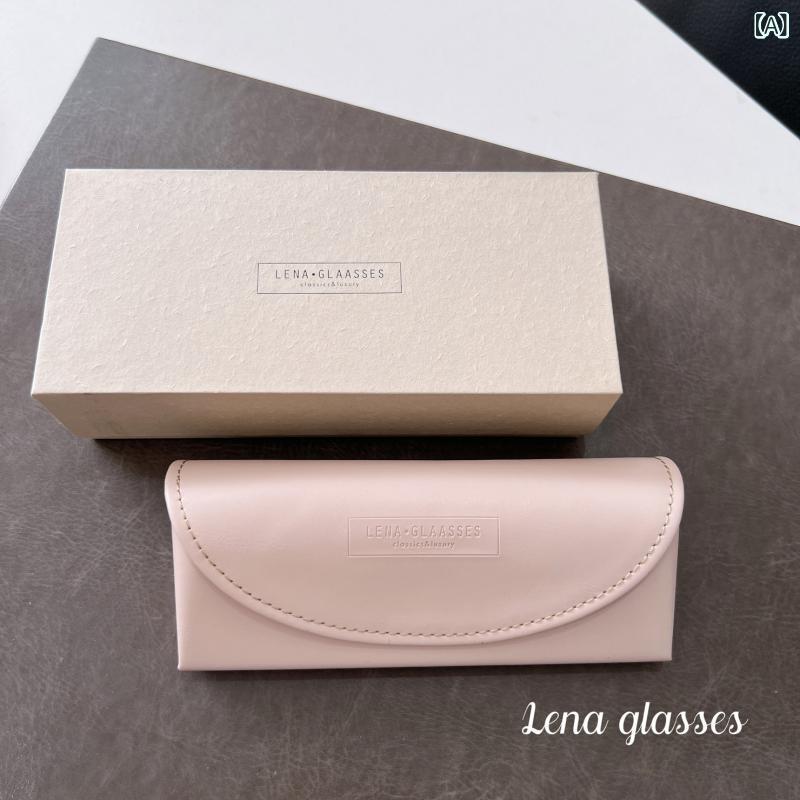 おしゃれ メガネ ケース Lena Glasses レザー ソフト ガール スタイル オープニング エンベロープ ポータブル メガネ ケース 収納 ボックス ジェントル 近視